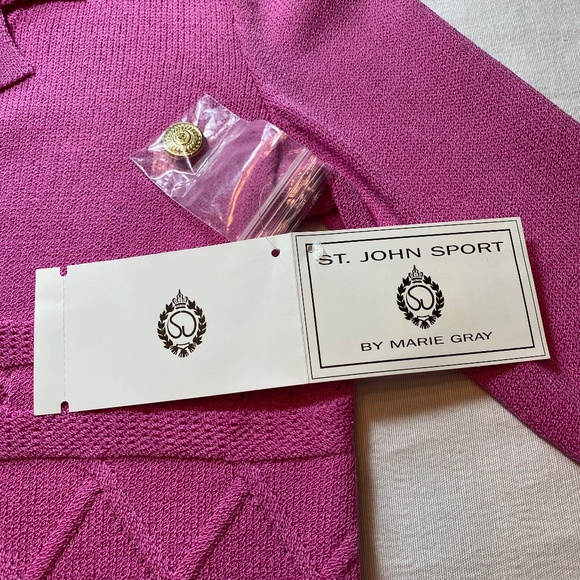 Vintage St John Sport by Marie Gray Pink Topaz Luxury Knit Button Down Cardigan - Picture 8 of 10